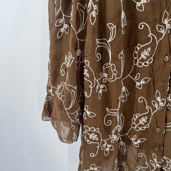 MAGGIE BARNES Button Down Shirt 3X Blouse Embroidered Beaded Plus Curvy Vintage - Picture 5 of 13